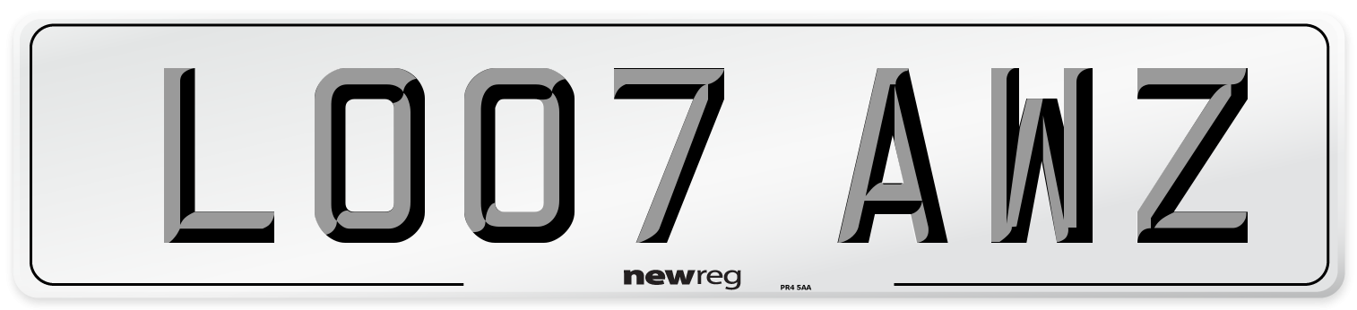 LO07 AWZ Number Plate from New Reg